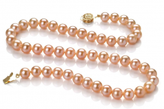 Rose 7-8mm AAAA-qualité perles d'eau douce Rempli D'or-Collier de perles