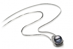 Claudia Noir 7-8mm AA-qualité perles d'eau douce 925/1000 Argent-pendentif en perles