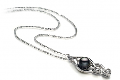 Eudora Noir 7-8mm AA-qualité perles d'eau douce Blanc Bronze-pendentif en perles