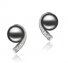 Claudia Noir 7-8mm AA-qualité perles d'eau douce 925/1000 Argent-un set en perles