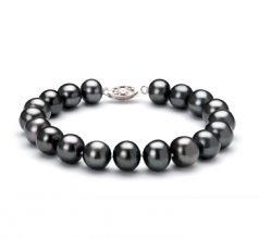 Noir 8.5-9mm AA-qualité perles d'eau douce 925/1000 Argent-Bracelet de perles