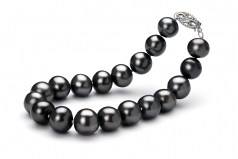Noir 8.5-9mm AA-qualité perles d'eau douce 925/1000 Argent-Bracelet de perles