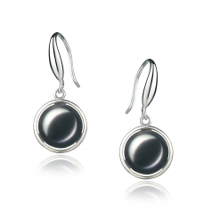 Holly Noir 9-10mm AA-qualité perles d'eau douce 925/1000 Argent-Boucles d'oreilles en perles