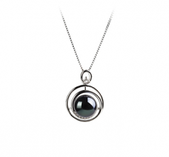 Kelly Noir 9-10mm AA-qualité perles d'eau douce 925/1000 Argent-pendentif en perles