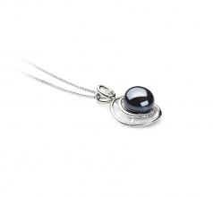 Kelly Noir 9-10mm AA-qualité perles d'eau douce 925/1000 Argent-pendentif en perles