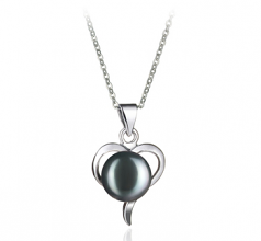 Leeza Noir 9-10mm AA-qualité perles d'eau douce Blanc Bronze-pendentif en perles