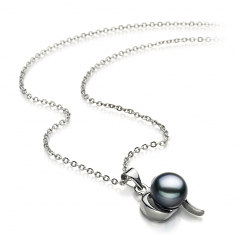 Leeza Noir 9-10mm AA-qualité perles d'eau douce Blanc Bronze-pendentif en perles