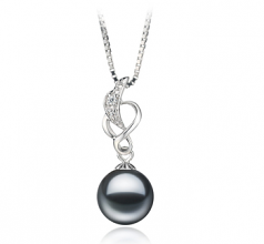 Naomi Noir 9-10mm AA-qualité perles d'eau douce 925/1000 Argent-pendentif en perles