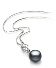 Naomi Noir 9-10mm AA-qualité perles d'eau douce 925/1000 Argent-pendentif en perles