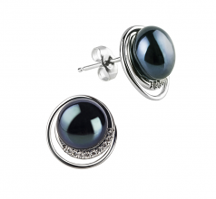 Kelly Noir 9-10mm AA-qualité perles d'eau douce 925/1000 Argent-un set en perles