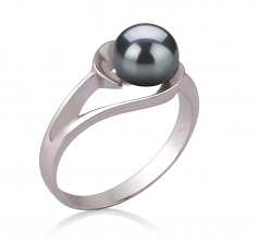 Clare Noir 6-7mm AAA-qualité perles d'eau douce 925/1000 Argent-Bague perles