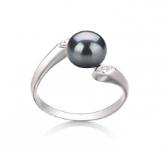 Dana Noir 6-7mm AAA-qualité perles d'eau douce 925/1000 Argent-Bague perles