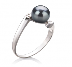 Dana Noir 6-7mm AAA-qualité perles d'eau douce 925/1000 Argent-Bague perles