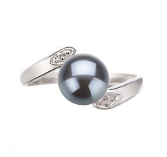 Dana Noir 6-7mm AAA-qualité perles d'eau douce 925/1000 Argent-Bague perles