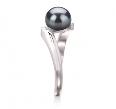 Dana Noir 6-7mm AAA-qualité perles d'eau douce 925/1000 Argent-Bague perles