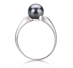 Dana Noir 6-7mm AAA-qualité perles d'eau douce 925/1000 Argent-Bague perles