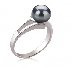 Jenna Noir 7-8mm AAA-qualité perles d'eau douce 925/1000 Argent-Bague perles