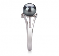 Jenna Noir 7-8mm AAA-qualité perles d'eau douce 925/1000 Argent-Bague perles