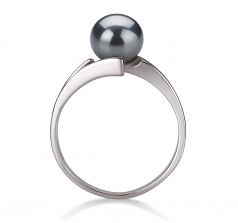 Jenna Noir 7-8mm AAA-qualité perles d'eau douce 925/1000 Argent-Bague perles