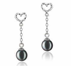 Hedda Noir 6-7mm AAAA-qualité perles d'eau douce 925/1000 Argent-Boucles d'oreilles en perles