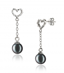 Hedda Noir 6-7mm AAAA-qualité perles d'eau douce 925/1000 Argent-Boucles d'oreilles en perles