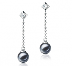 Ingrid Noir 6-7mm AAAA-qualité perles d'eau douce 925/1000 Argent-Boucles d'oreilles en perles