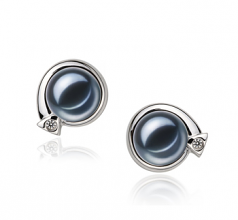 Angelina Noir 7-8mm AAAA-qualité perles d'eau douce 925/1000 Argent-Boucles d'oreilles en perles