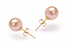 Rose 7-8mm AAAA-qualité perles d'eau douce-Boucles d'oreilles en perles