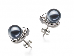 Angelina Noir 7-8mm AAAA-qualité perles d'eau douce 925/1000 Argent-Boucles d'oreilles en perles