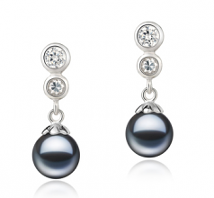 Colleen Noir 7-8mm AAAA-qualité perles d'eau douce 925/1000 Argent-Boucles d'oreilles en perles