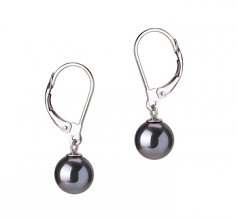 Marcella Noir 7-8mm AAAA-qualité perles d'eau douce-Boucles d'oreilles en perles