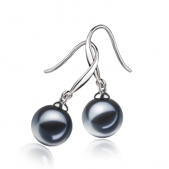 Yoko Noir 7-8mm AAAA-qualité perles d'eau douce 925/1000 Argent-Boucles d'oreilles en perles