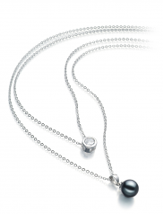 Ramona Noir 7-8mm AAAA-qualité perles d'eau douce 925/1000 Argent-Collier de perles