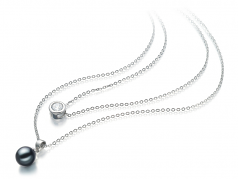 Ramona Noir 7-8mm AAAA-qualité perles d'eau douce 925/1000 Argent-Collier de perles