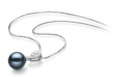 Daria Noir 7-8mm AAAA-qualité perles d'eau douce 925/1000 Argent-pendentif en perles