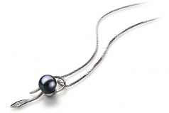 Jennifer Noir 7-8mm AAAA-qualité perles d'eau douce 925/1000 Argent-pendentif en perles
