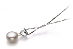 Nancy Blanc 9-10mm AA-qualité perles d'eau douce 925/1000 Argent-pendentif en perles