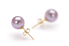 Lavande 7-8mm AAAA-qualité perles d'eau douce-Boucles d'oreilles en perles