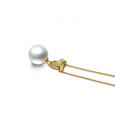 Monica Blanc 10-11mm AAA-qualité des Mers du Sud 585/1000 Or Jaune-pendentif en perles