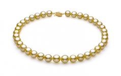 Or 10.89-12.75mm AAA-qualité des Mers du Sud 585/1000 Or Jaune-Collier de perles