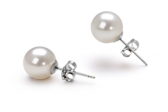 Blanc 7-8mm AAAA-qualité perles d'eau douce 925/1000 Argent-Boucles d'oreilles en perles