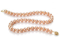 Rose 8.5-9mm AAAA-qualité perles d'eau douce Rempli D'or-Collier de perles