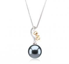 Florence Noir 10-10.5mm AAA-qualité de Tahiti 925/1000 Argent-pendentif en perles