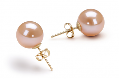 Rose 9-10mm AAAA-qualité perles d'eau douce-Boucles d'oreilles en perles