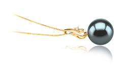 Darlene Noir 10-11mm AAA-qualité de Tahiti 585/1000 Or Jaune-pendentif en perles
