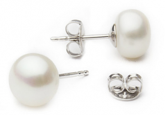 Blanc 8-8.5mm AA-qualité perles d'eau douce-Boucles d'oreilles en perles