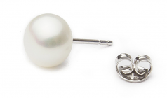 Blanc 8-8.5mm AA-qualité perles d'eau douce-Boucles d'oreilles en perles