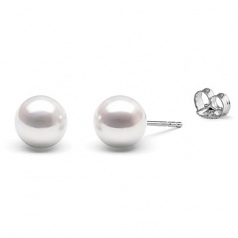 Blanc 8-8.5mm AAAA-qualité perles d'eau douce-Boucles d'oreilles en perles