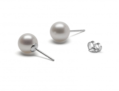 Blanc 8-8.5mm AAAA-qualité perles d'eau douce-Boucles d'oreilles en perles