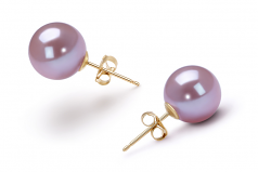 Lavande 9-10mm AAAA-qualité perles d'eau douce-Boucles d'oreilles en perles